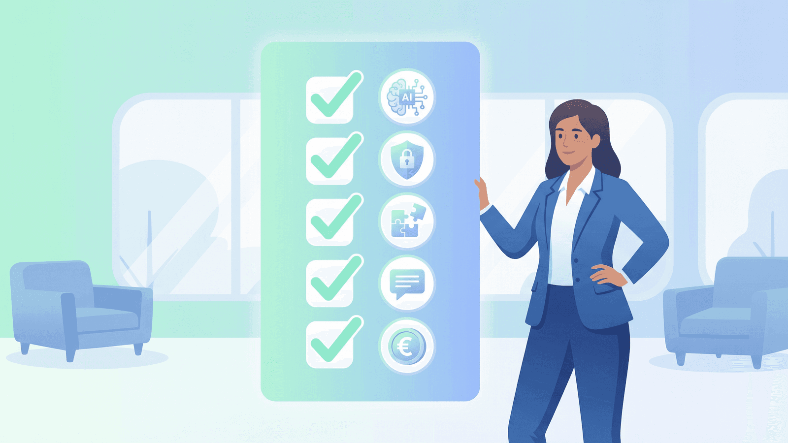 Auswahlkriterien fuer einen KI Chatbot -- KI-Qualitaet, Datenschutz, Integrationen, Sprache und Preis