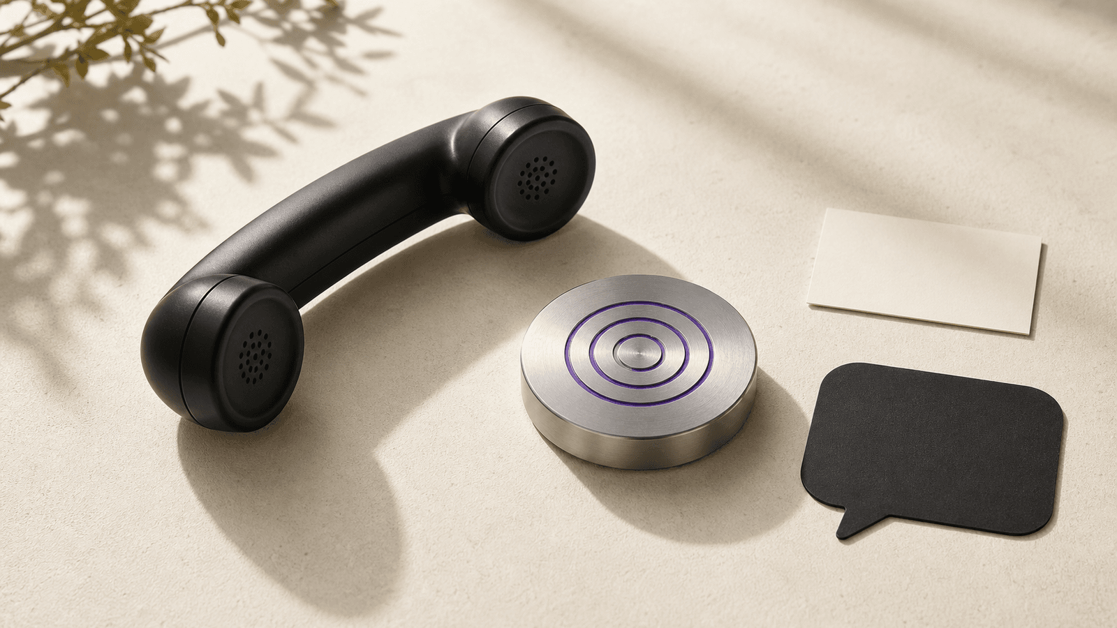 Was ist ein KI-Telefonassistent -- Business-Frau mit Headset neben Smartphone mit KI-Anruf-Interface
