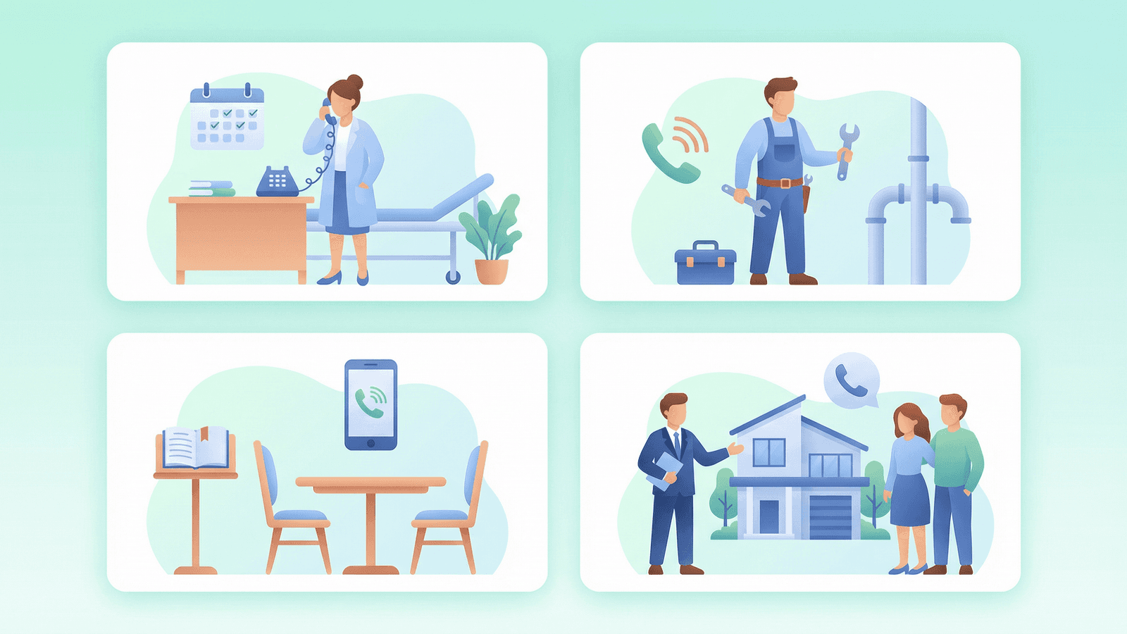 Einsatzbereiche eines KI-Telefonassistenten -- Arztpraxis, Handwerk, Gastronomie, Immobilien